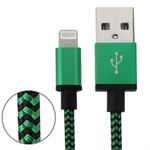 Nylon fabric series Lightning Cable 1m - Green